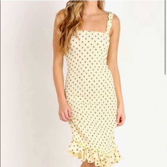 Faithfull Nadine dress‎ size 8 polka dots yellow brown - Picture 2 of 10